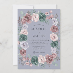 Invitation Mariage Pivoine Mauve Pervenche