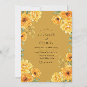 Invitation Mariage Pivoine Or Moutarde