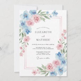 Invitation Mariage Pivoine Pétales de Bleuet