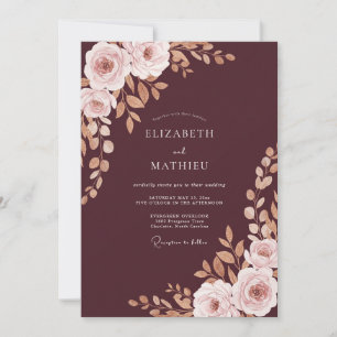 Invitation Mariage Pivoine Rouge Cerise