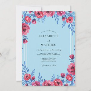 Invitation Mariage Pivoine Rouge Ciel