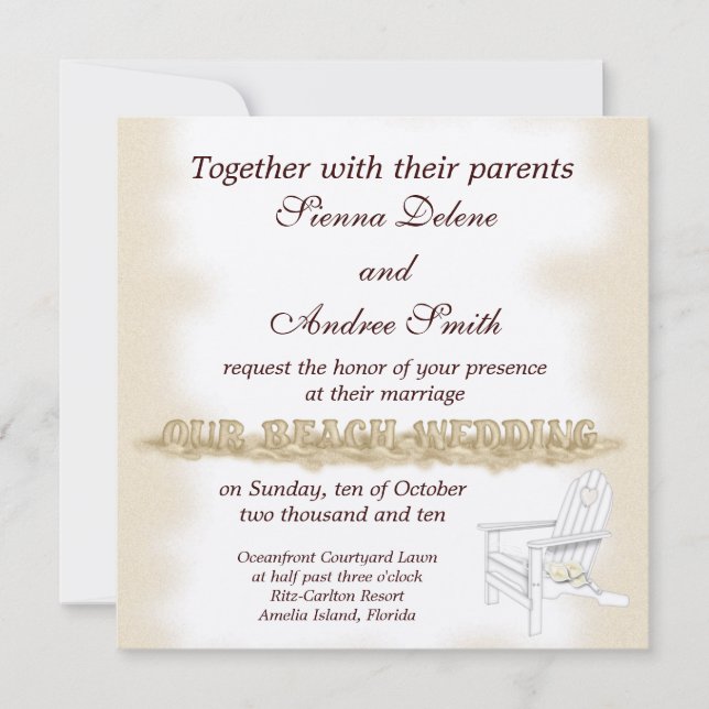 Invitation Mariage plage (Devant)