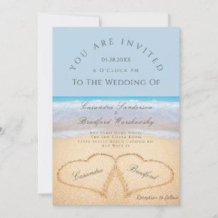 Invitation Mariage plage 2 Coeurs dans le mariage de sable In
