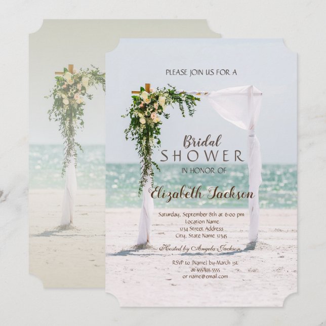 Invitation Mariage plage Arbor Fête des mariées florale (Devant / Derrière)