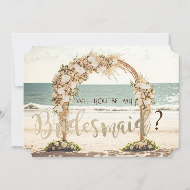 Invitation Mariage Plage Arbor Rose Bridesmaid Card (Devant)