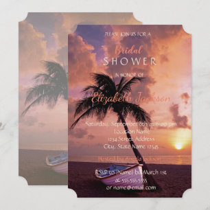 Invitation Mariage plage coucher du soleil, Palm, Fête des ma