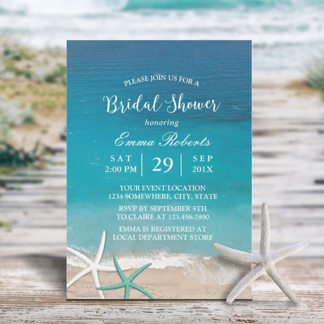 Invitation Mariage plage Fête des mariées d'été Starfish (Créateur téléchargé)