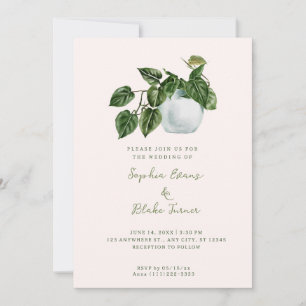 Invitation Mariage Plante à pots de la campagne moderne coule