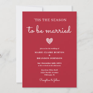 Invitation Mariage Plat Hiver Fêtes de Noël Rouge