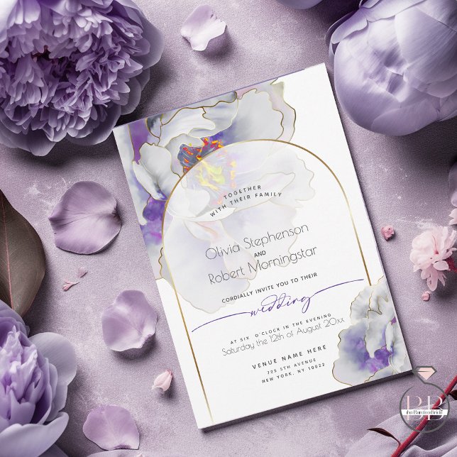 Invitation MARIAGE | Plum Imaginaire violet Arche de pivoine (Créateur téléchargé)