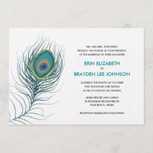 Invitation Mariage Plume de Paon