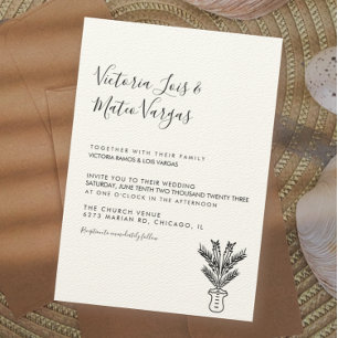 Invitation Mariage pointillé simple main