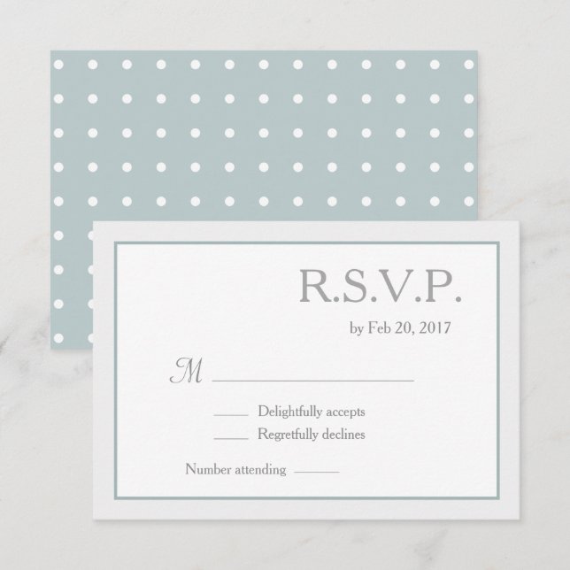 Invitation Mariage Pois bleu blanc RSVP (Devant / Derrière)