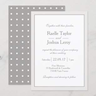 Invitation Mariage pois minimaliste blanc classique