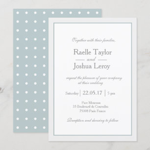 Invitation Mariage pois minimaliste bleu classique