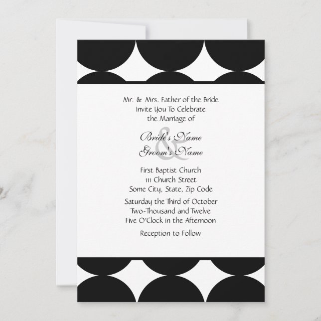 Invitation Mariage Pois moderne noir et blanc (Devant)