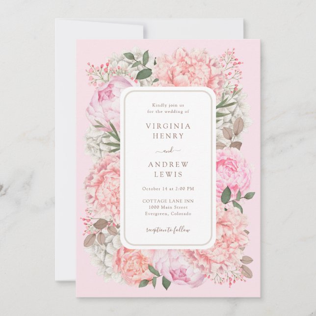 Invitation Mariage Pony rose moderne (Devant)