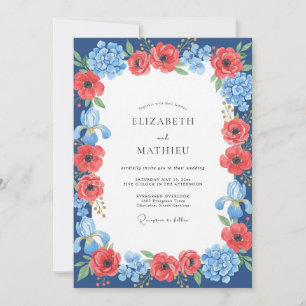 Invitation Mariage Poppy Cobalt Cramoisi