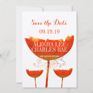 Invitation Mariage Poppy Corail Moderne Économisez la Date