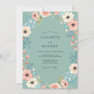 Invitation Mariage Poppy Corail Mousse de Mer
