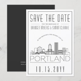 Invitation Mariage Portland | Skyline stylisée Enregistrer la