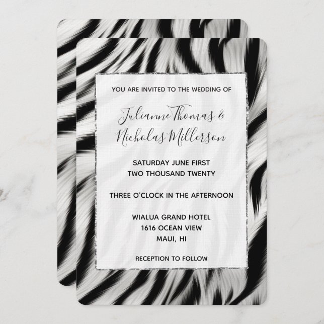 Invitation Mariage Poster de animal Chic Zebra (Devant / Derrière)