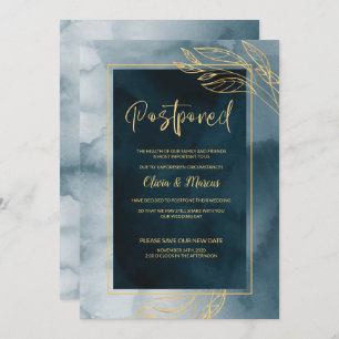 Invitation Mariage Postpontage Marine et or Aquarelle
