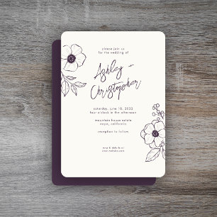 Invitation Mariage pourpre de plante végétale végétale végéta