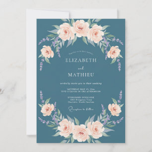Invitation Mariage poussiéreux de pêche en acier