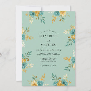 Invitation Mariage Prairie Dorée Sarcelle