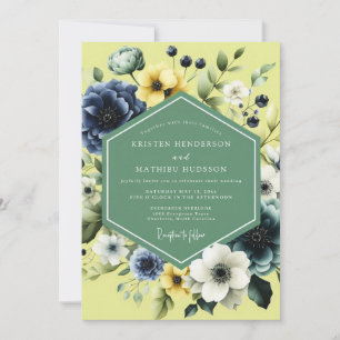 Invitation Mariage Prairie Ensoleillée Navy
