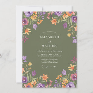 Invitation Mariage Prairie Lugubre Vert Olive