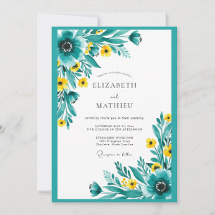 Invitation Mariage Prairie Radieuse Sarcelle