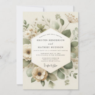 Invitation Mariage Prairie Verdoyante d'Ivoire
