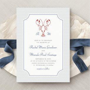 Invitation Mariage préppy minimaliste de homard nautique