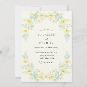 Invitation Mariage printanier aéré jaune primevère