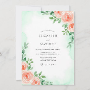Invitation Mariage printanier aéré vert menthe