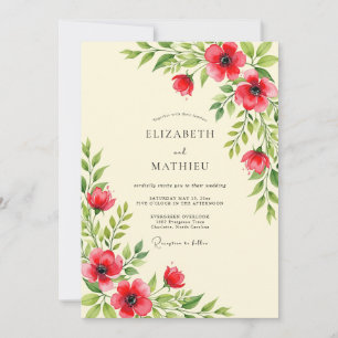 Invitation Mariage printanier animé rouge