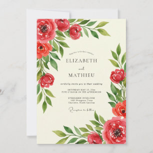 Invitation Mariage printanier atmosphérique rouge