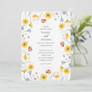 Invitation Mariage printanier aux fleurs sauvages modernes