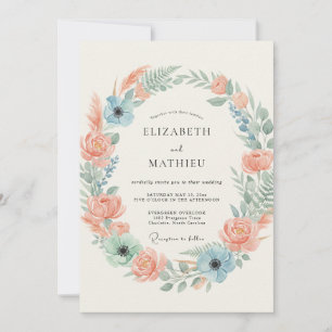 Invitation Mariage Printanier aux Pétales de Pêche