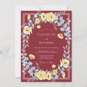Invitation Mariage printanier burgonde animé