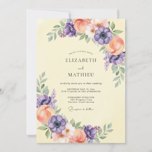 Invitation Mariage Printanier Céleste Pourpre