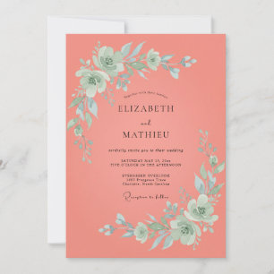 Invitation Mariage printanier corail éthéré