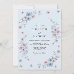 Invitation Mariage printanier délicat bleu clair