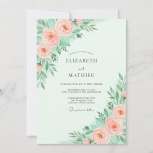 Invitation Mariage printanier délicat vert menthe
