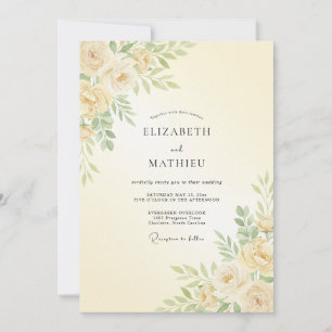 Invitation Mariage printanier doux jaune pâle