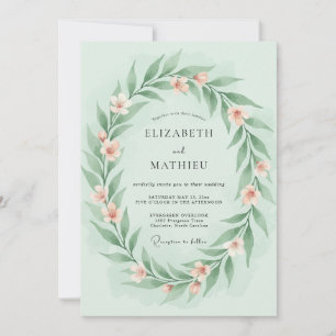 Invitation Mariage Printanier Doux Vert Menthe