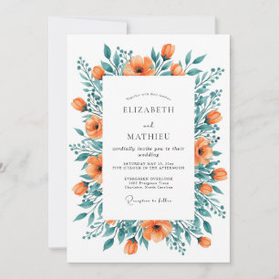 Invitation Mariage printanier énergique orange
