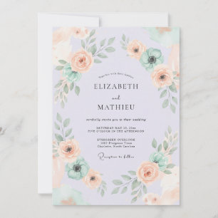 Invitation Mariage printanier éthéré lavande pâle